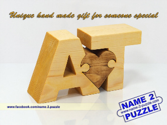 letter A and letter T personalized initials wooden puzzle